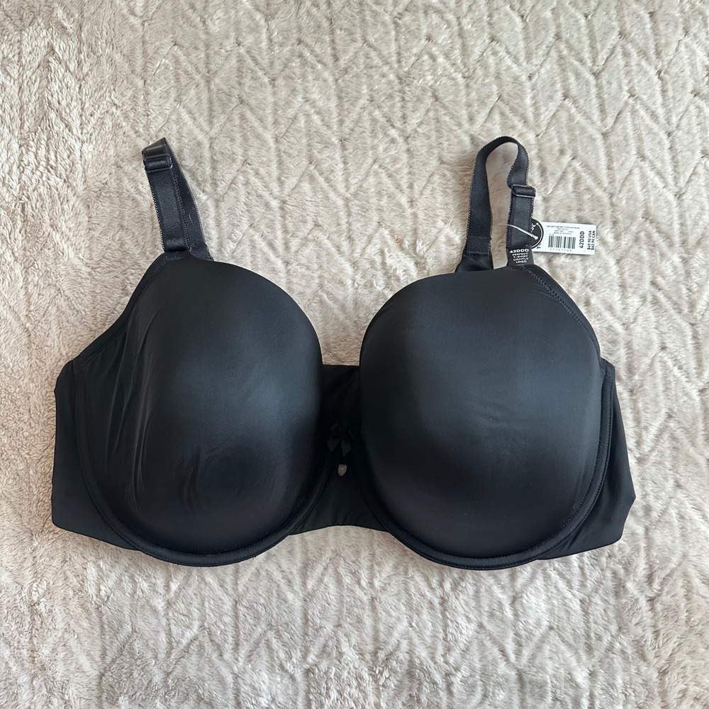 Torrid 360 Back Smoothing T-Shirt Bra Black Underwire Lightly Lined 42DDD NEW